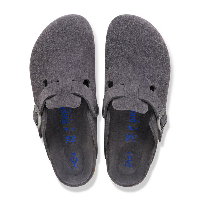 Birkenstock Boston Soft Footbed Clog (Men) - Charcoal Suede Dress-Casual - Clogs & Mules - The Heel Shoe Fitters