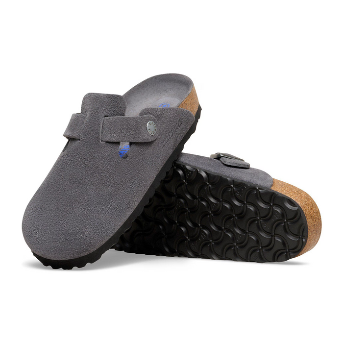 Birkenstock Boston Soft Footbed Clog (Men) - Charcoal Suede Dress-Casual - Clogs & Mules - The Heel Shoe Fitters
