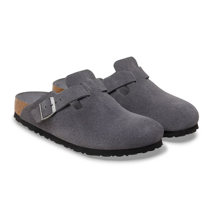 Birkenstock Boston Soft Footbed Clog (Men) - Charcoal Suede Dress-Casual - Clogs & Mules - The Heel Shoe Fitters