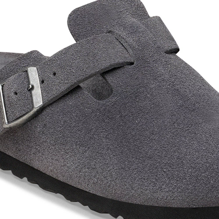 Birkenstock Boston Soft Footbed Clog (Men) - Charcoal Suede Dress-Casual - Clogs & Mules - The Heel Shoe Fitters