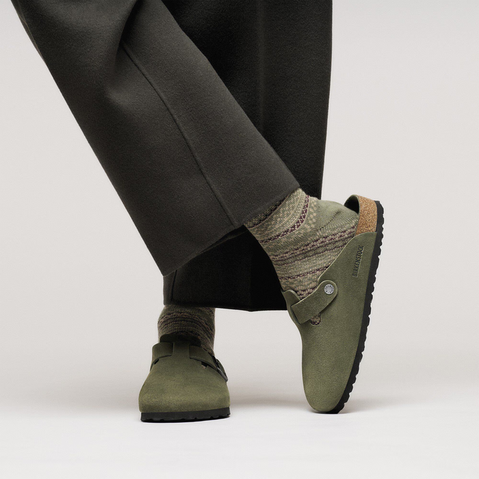 Birkenstock Boston Soft Footbed Clog (Men) - Thyme Suede Dress-Casual - Clogs & Mules - The Heel Shoe Fitters