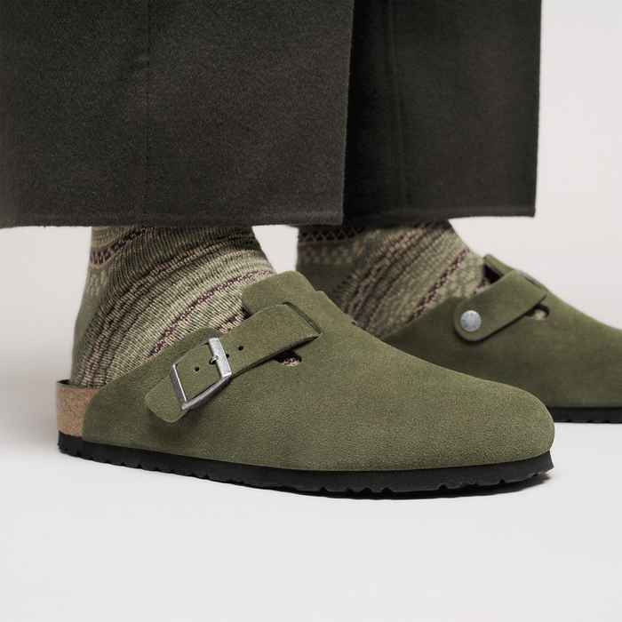 Birkenstock Boston Soft Footbed Clog (Men) - Thyme Suede Dress-Casual - Clogs & Mules - The Heel Shoe Fitters