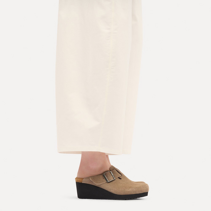 Birkenstock Fanny Wedge Clog (Women) - Gray Taupe Suede Dress-Casual - Heels - The Heel Shoe Fitters