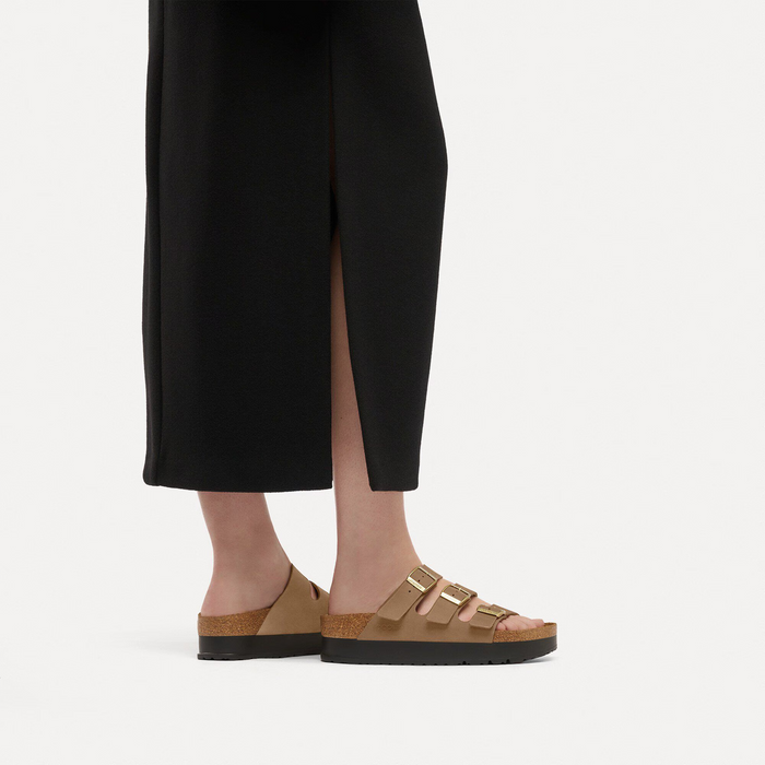 Birkenstock Florida III Flex Platform Slide Sandal (Women) - Dark Tea Nubuck Sandal - Slide - The Heel Shoe Fitters