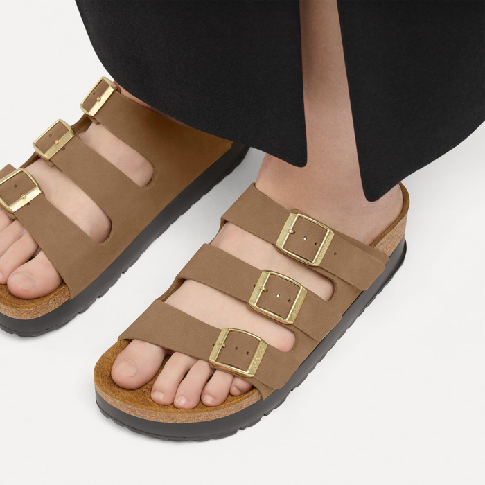 Birkenstock Florida III Flex Platform Slide Sandal (Women) - Dark Tea Nubuck Sandal - Slide - The Heel Shoe Fitters