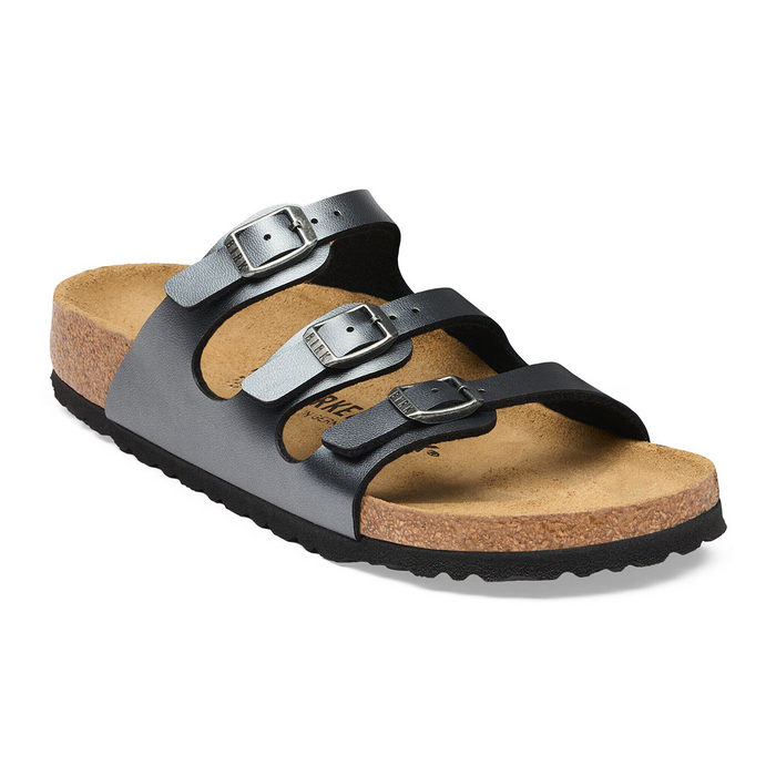 Birkenstock Florida Slide Sandal (Women) - Metallic Black Birko-Flor Sandal - Slide - The Heel Shoe Fitters