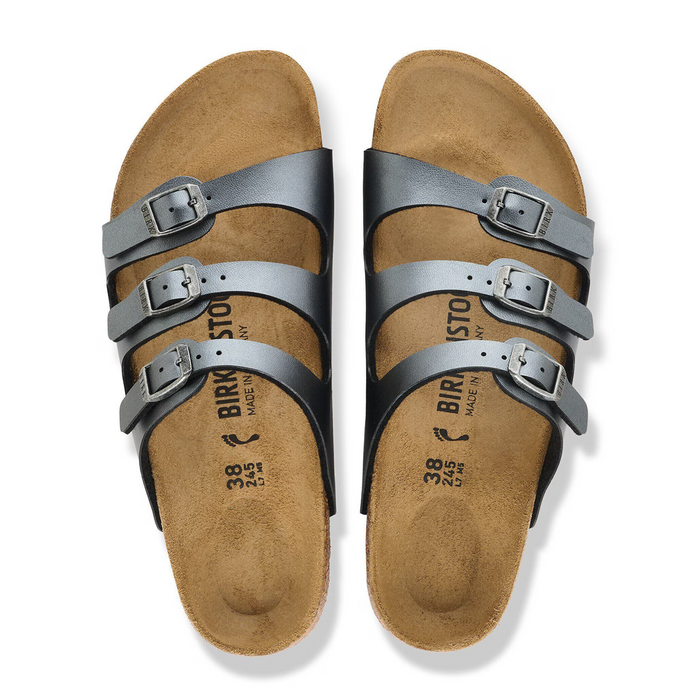 Birkenstock Florida Slide Sandal (Women) - Metallic Black Birko-Flor Sandal - Slide - The Heel Shoe Fitters