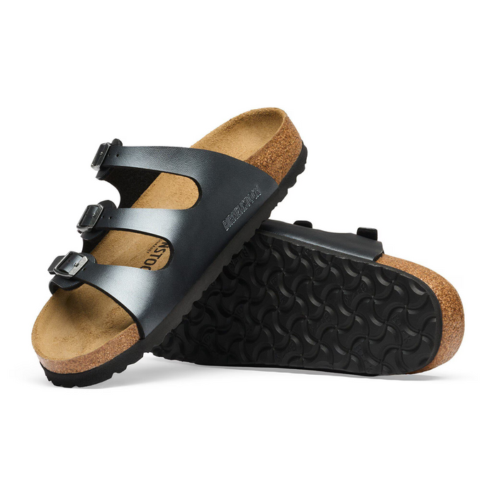 Birkenstock Florida Slide Sandal (Women) - Metallic Black Birko-Flor Sandal - Slide - The Heel Shoe Fitters