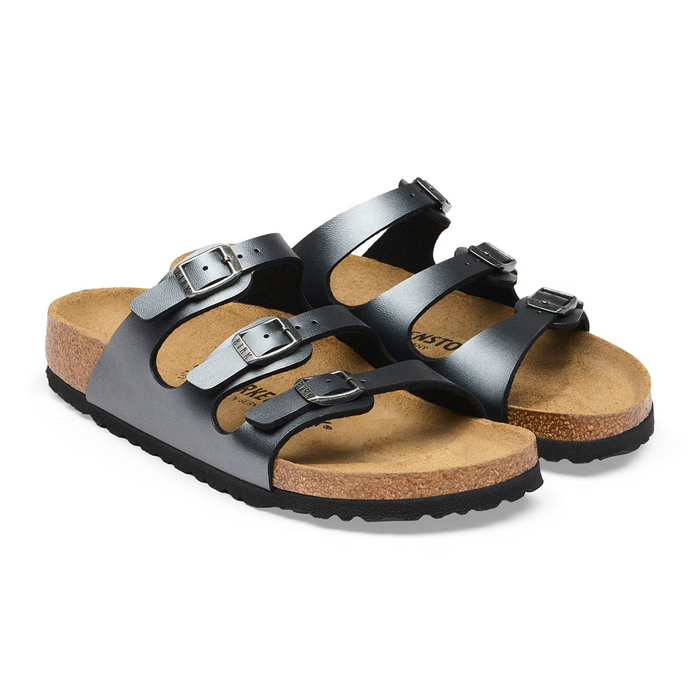 Birkenstock Florida Slide Sandal (Women) - Metallic Black Birko-Flor Sandal - Slide - The Heel Shoe Fitters