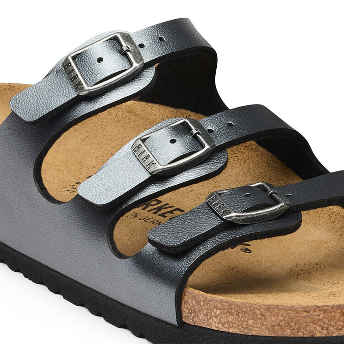 Birkenstock Florida Slide Sandal (Women) - Metallic Black Birko-Flor Sandal - Slide - The Heel Shoe Fitters