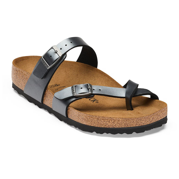 Birkenstock Mayari Sandal (Women) - Metallic Black Birko-Flor Sandal - Slide - The Heel Shoe Fitters
