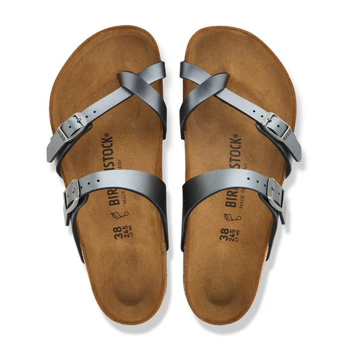 Birkenstock Mayari Sandal (Women) - Metallic Black Birko-Flor Sandal - Slide - The Heel Shoe Fitters