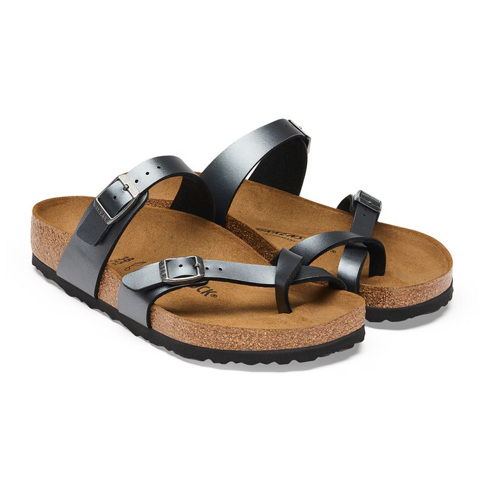 Birkenstock Mayari Sandal (Women) - Metallic Black Birko-Flor Sandal - Slide - The Heel Shoe Fitters