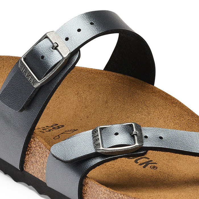 Birkenstock Mayari Sandal (Women) - Metallic Black Birko-Flor Sandal - Slide - The Heel Shoe Fitters