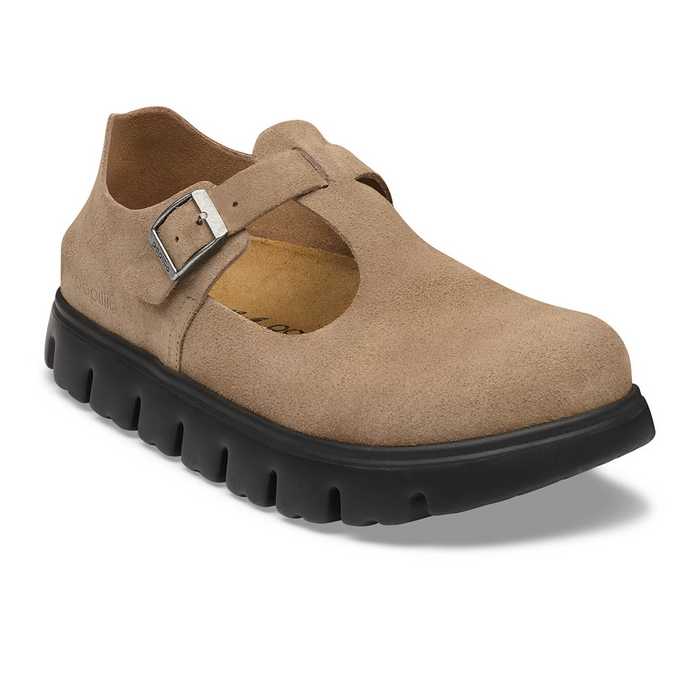 Birkenstock Paris Chunky Mary Jane (Women) - Gray Taupe Suede Dress-Casual - Slip On - The Heel Shoe Fitters