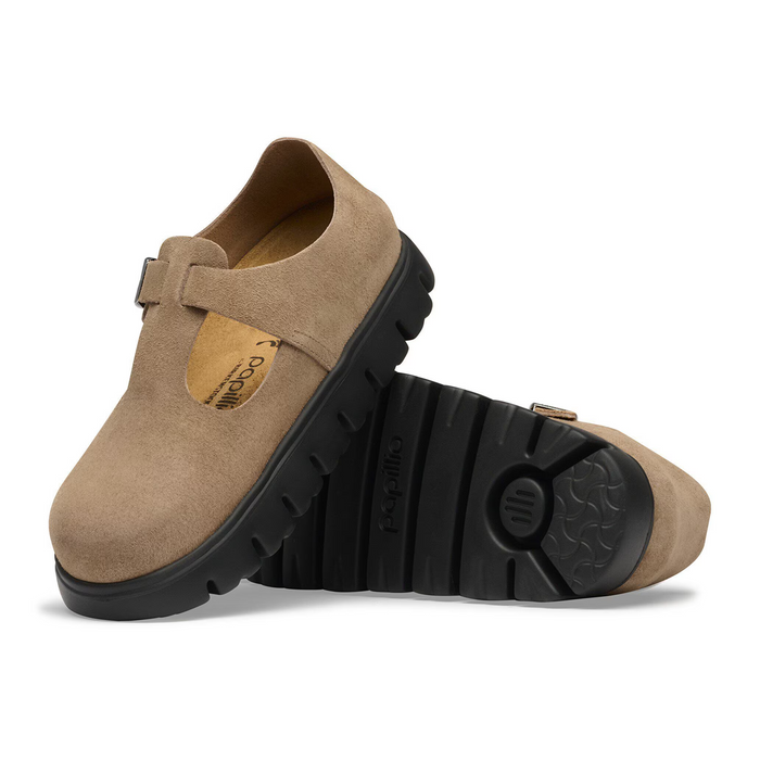 Birkenstock Paris Chunky Mary Jane (Women) - Gray Taupe Suede Dress-Casual - Slip On - The Heel Shoe Fitters