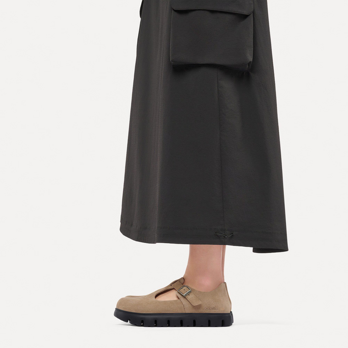 Birkenstock Paris Chunky Mary Jane (Women) - Gray Taupe Suede Dress-Casual - Slip On - The Heel Shoe Fitters