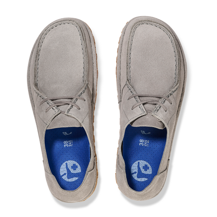 Birkenstock Utti Lace Up (Men) - Whale Gray Suede Dress-Casual - Slip On - The Heel Shoe Fitters