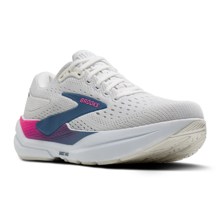 Brooks Ghost Max 3 Running Shoe (Women) - White/Moonlight/Pink Athletic - Running - Cushion - The Heel Shoe Fitters