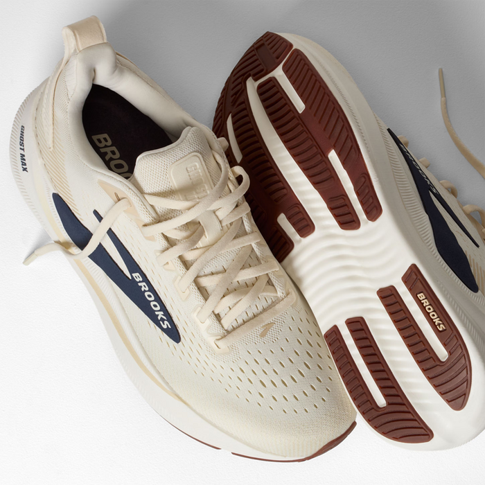 Brooks Ghost Max 4 Running Shoe (Men) - Arctic Wolf/Navy/Coconut Athletic - Running - Cushion - The Heel Shoe Fitters