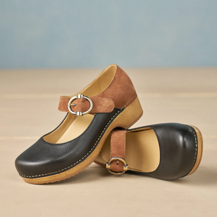 Dansko Bonny Mary Jane (Women) - Black/Luggage Dress-Casual - Slip On - The Heel Shoe Fitters