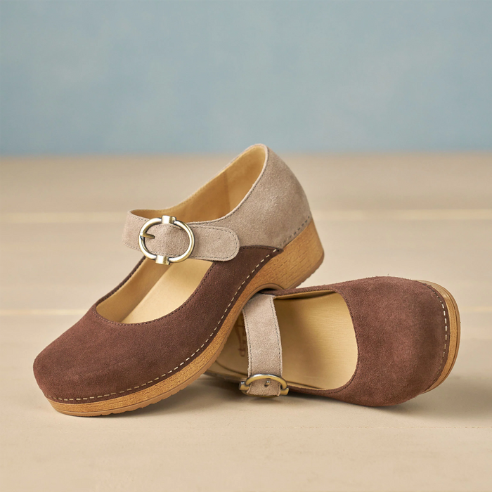 Dansko Bonny Mary Jane (Women) - Chocolate/Taupe Dress-Casual - Slip On - The Heel Shoe Fitters