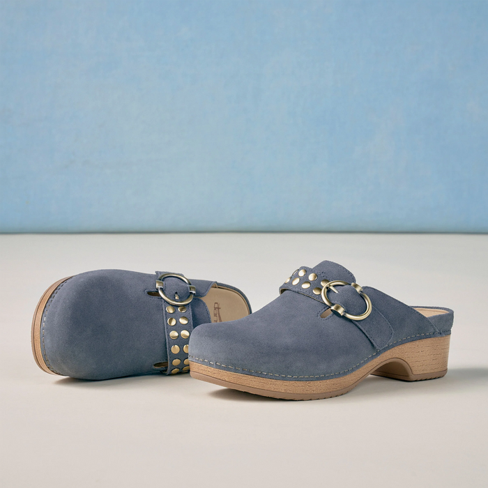 Dansko Branson Clog (Women) - Dusty Blue Suede Dress-Casual - Clogs & Mules - The Heel Shoe Fitters
