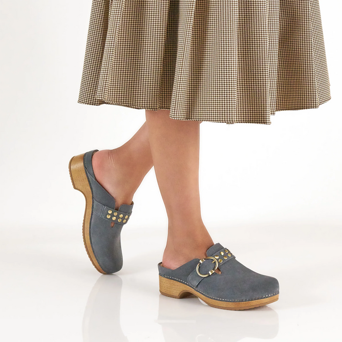 Dansko Branson Clog (Women) - Dusty Blue Suede Dress-Casual - Clogs & Mules - The Heel Shoe Fitters