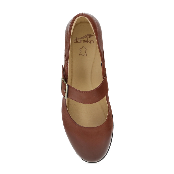 Dansko Collette Mary Jane (Women) - Russet Burnished Nubuck Dress-Casual - Flat - The Heel Shoe Fitters