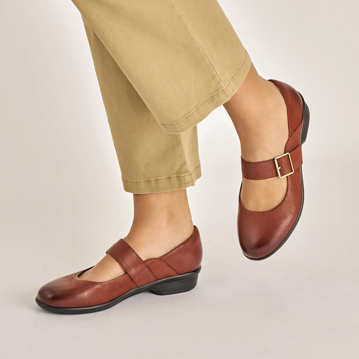 Dansko Collette Mary Jane (Women) - Russet Burnished Nubuck Dress-Casual - Flat - The Heel Shoe Fitters
