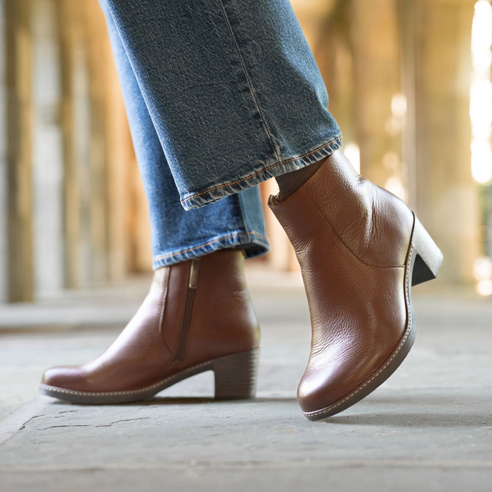 Dansko Meryll Heeled Boot (Women) - Brown Waxy Milled Boots - Casual - Low - The Heel Shoe Fitters