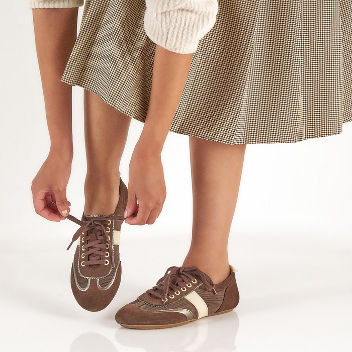 Dansko Milana Sneaker (Women) - Chocolate/Pewter Athletic - Casual - Lace Up - The Heel Shoe Fitters