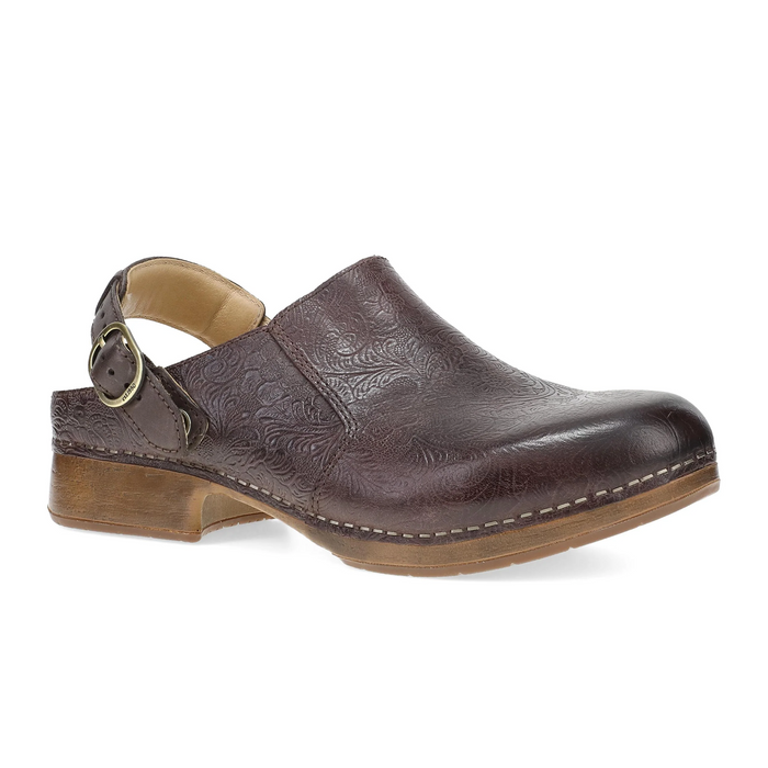 Dansko Millie Clog (Women) - Chocolate Tooled Dress-Casual - Clogs & Mules - The Heel Shoe Fitters