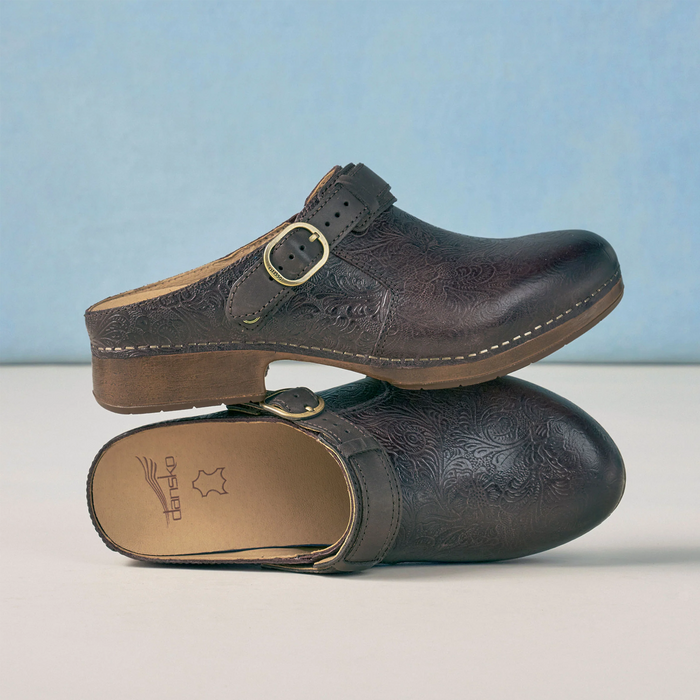 Dansko Millie Clog (Women) - Chocolate Tooled Dress-Casual - Clogs & Mules - The Heel Shoe Fitters