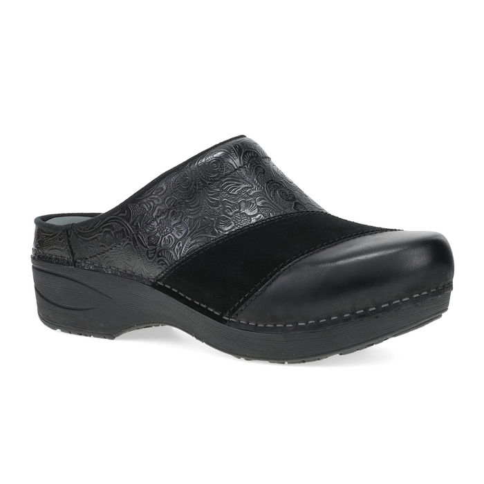 Dansko Zinnia Clog (Women) - Black Multi Dress-Casual - Clogs & Mules - The Heel Shoe Fitters