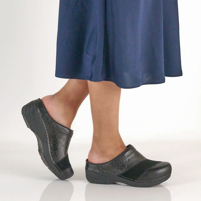 Dansko Zinnia Clog (Women) - Black Multi Dress-Casual - Clogs & Mules - The Heel Shoe Fitters