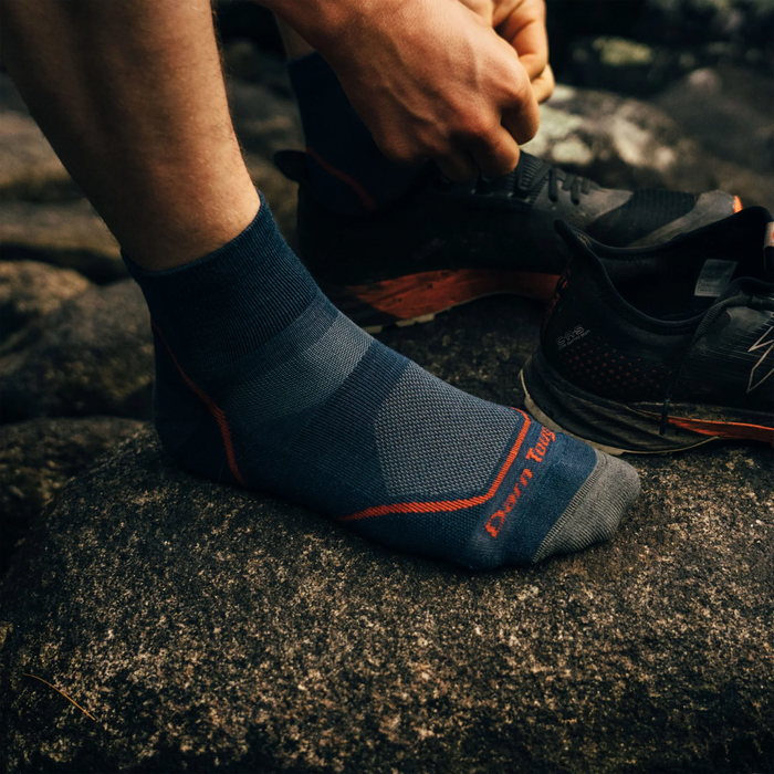 Darn Tough Light Hiker Lightweight Quarter Sock with Cushion (Men) - Denim Accessories - Socks - Performance - The Heel Shoe Fitters