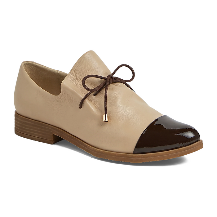 Django & Juliette Kotty Loafer (Women) - Chocolate Patent/Camel Leather Dress-Casual - Loafer - The Heel Shoe Fitters