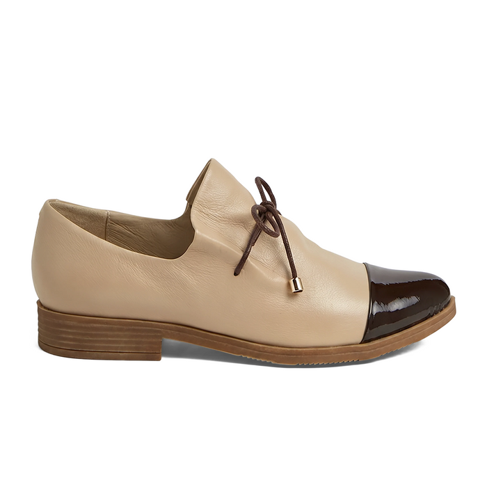 Django & Juliette Kotty Loafer (Women) - Chocolate Patent/Camel Leather Dress-Casual - Loafer - The Heel Shoe Fitters