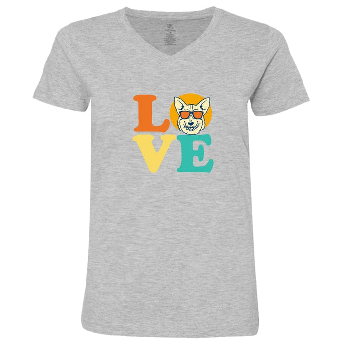 Dog Love (Corgi) - Ladies T-Shirt V-Neck