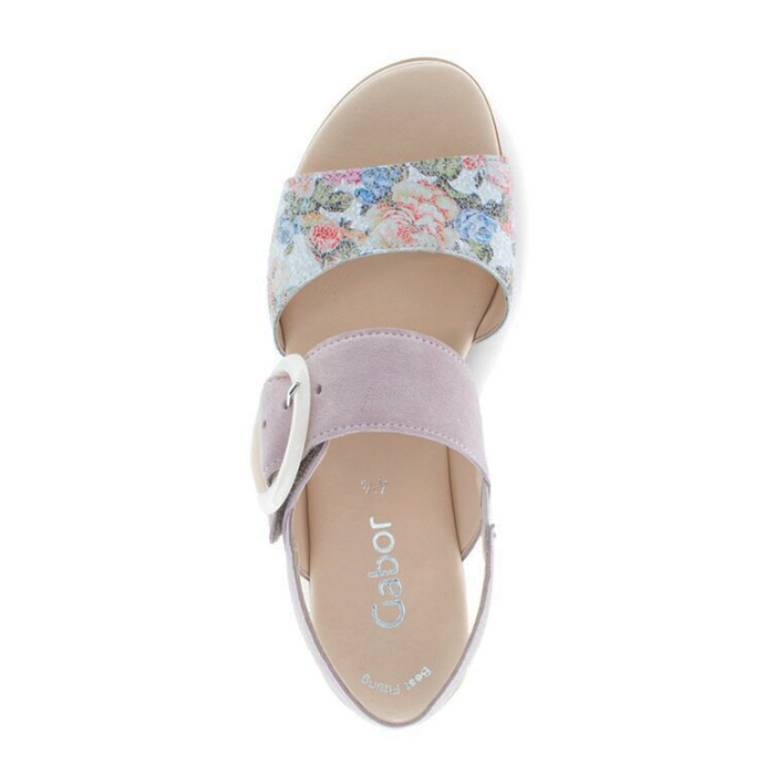 Gabor 645 Slingback Platform Wedge Sandal (Women) - Flower/Dreamvelour/Weiss Sandal - Heel/Wedge - The Heel Shoe Fitters