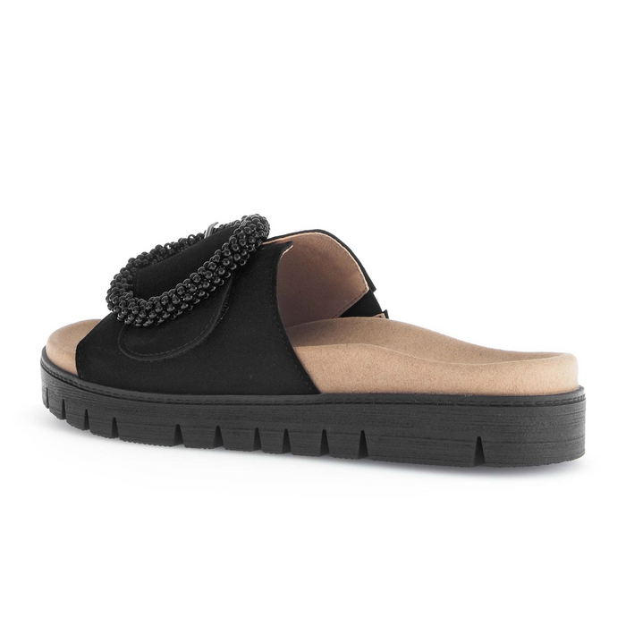 Gabor 745 Beaded Ring Slide (Women) - Dreamvelour/Schwarz Sandal - Slide - The Heel Shoe Fitters