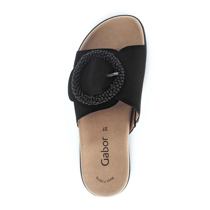 Gabor 745 Beaded Ring Slide (Women) - Dreamvelour/Schwarz Sandal - Slide - The Heel Shoe Fitters