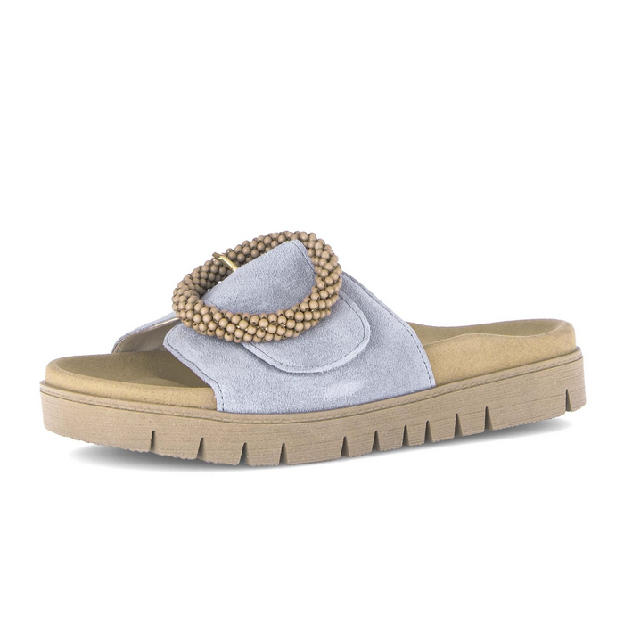 Gabor 745 Beaded Ring Slide (Women) - Dreamvelour/Sky Sandal - Slide - The Heel Shoe Fitters