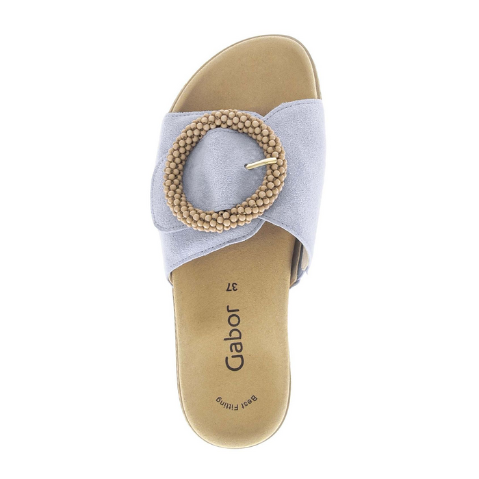 Gabor 745 Beaded Ring Slide (Women) - Dreamvelour/Sky Sandal - Slide - The Heel Shoe Fitters