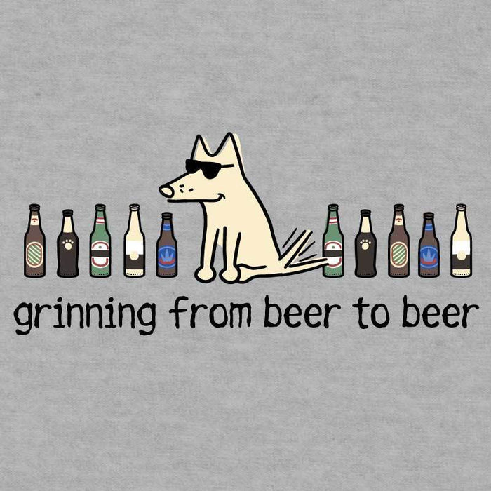 Grinning Beer To Beer - Ladies T-Shirt V-Neck - Teddy the Dog T-Shirts and Gifts