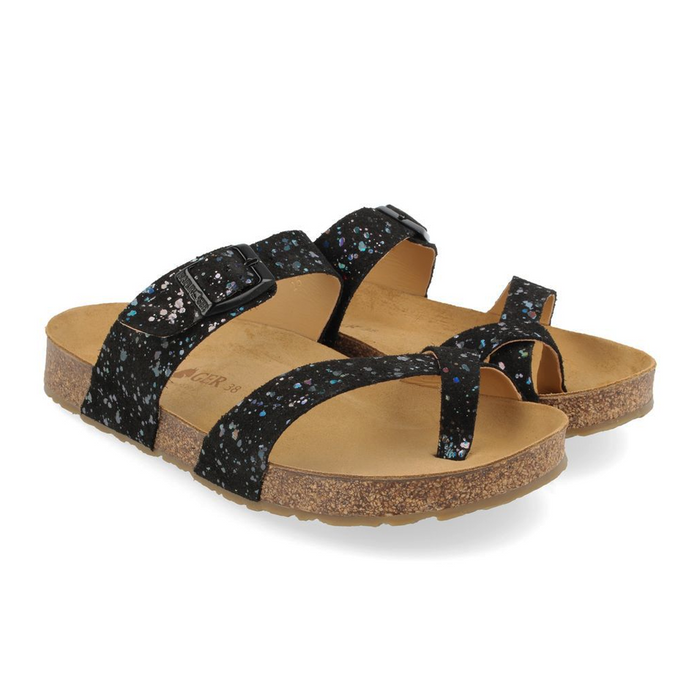 Haflinger Juno Sandal (Women) - Black Speckle Sandal - Thong - The Heel Shoe Fitters