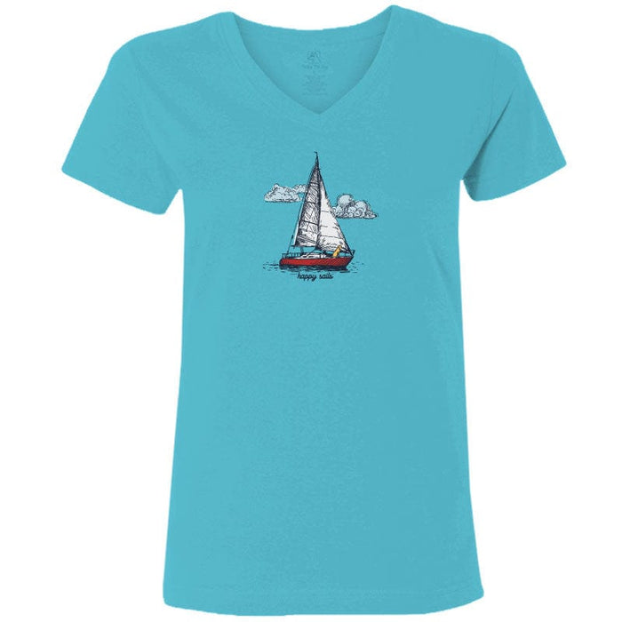 Happy Sails - Ladies T-Shirt V-Neck