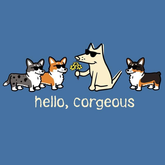 Hello, Corgeous - Long-Sleeve T-Shirt Classic - Teddy the Dog T-Shirts and Gifts