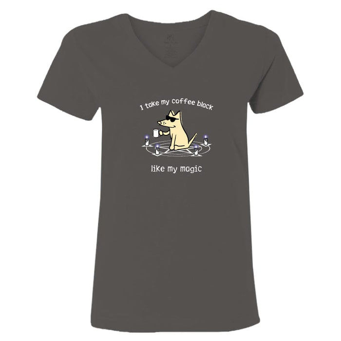 I Take My Coffee Black - Ladies T-Shirt V-Neck